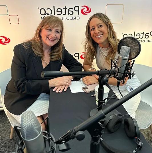 Patelco Employees Michele Enriquez and Peggy Wyman at the Podcast Desk